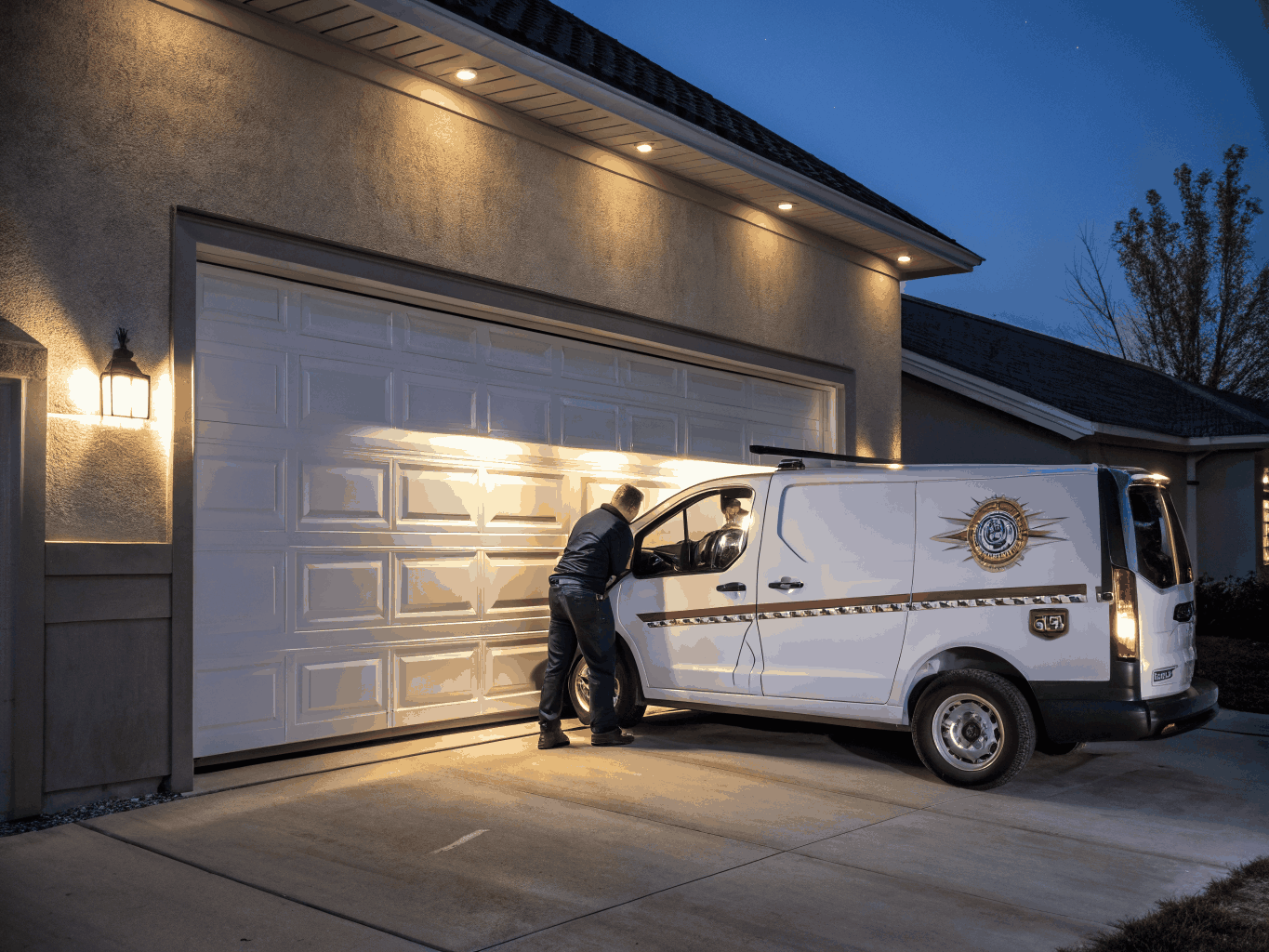 Emergency HVAC service van dispatched at night