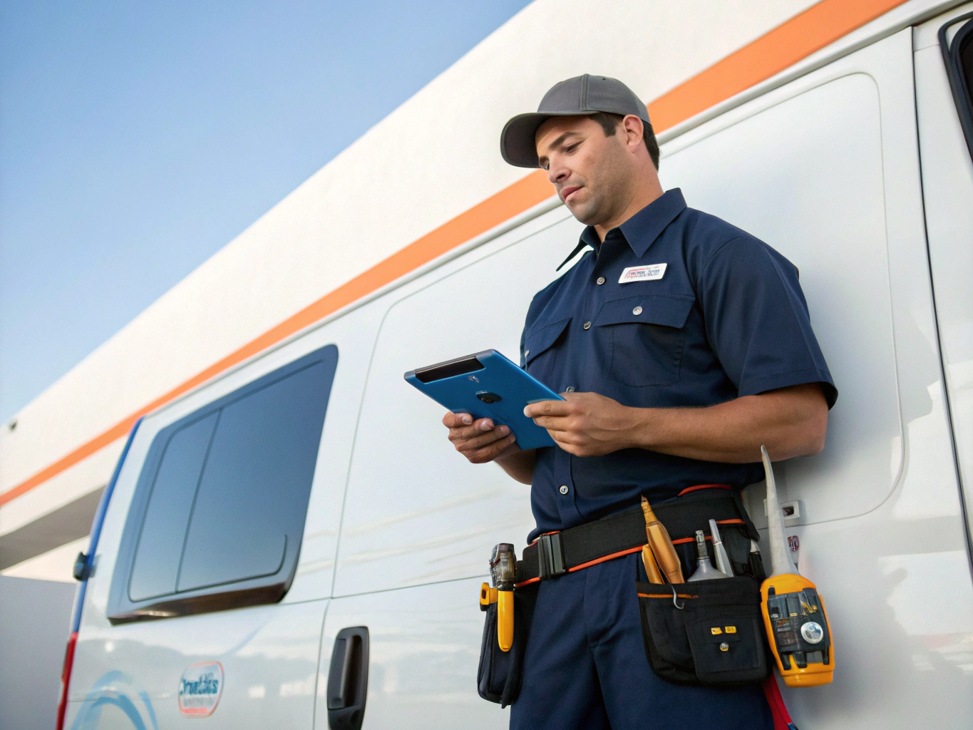 Professional HVAC technician servicing a residential unit in Marietta