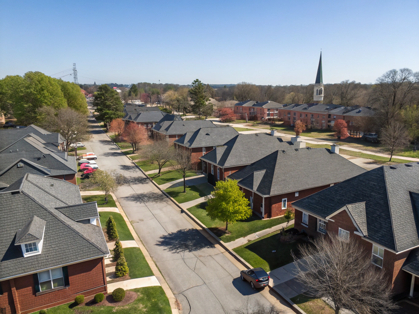 HVAC service truck in Cobb County neighborhood