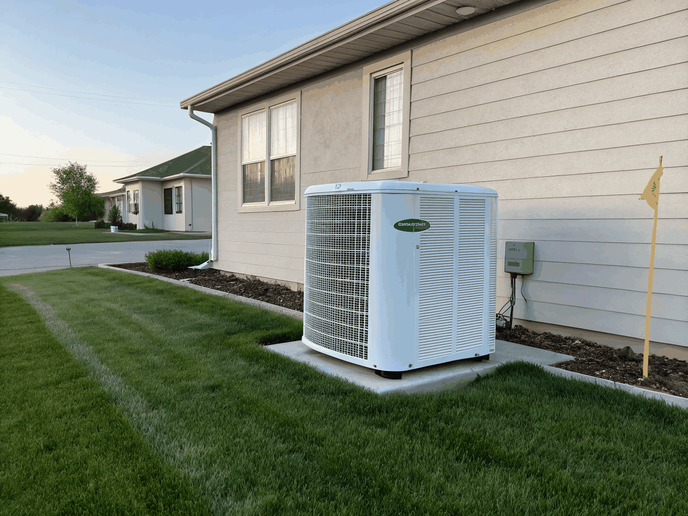 Modern efficient home HVAC outdoor condenser unit