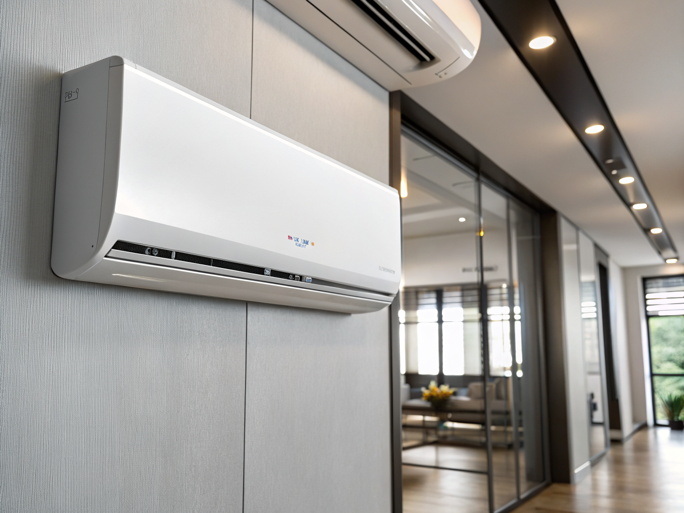 Modern wall-mounted ductless mini-split air conditioning unit
